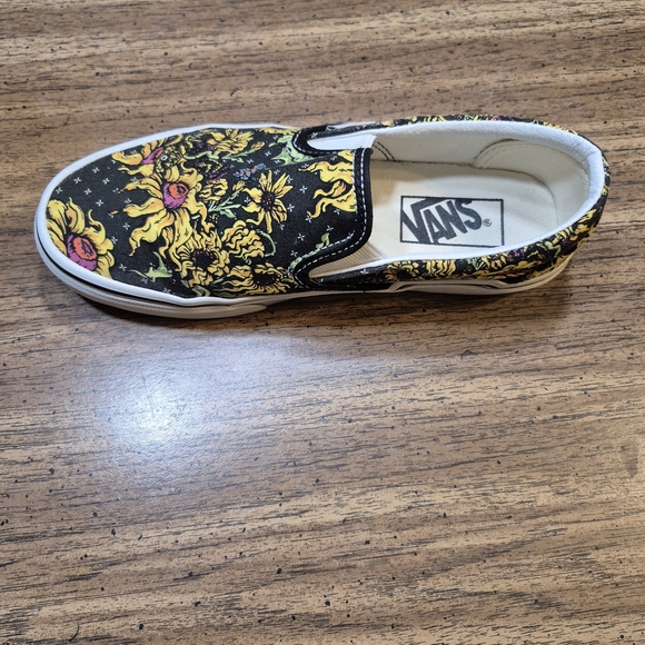 Vans Slip-On Shoes - Black with Floral Skull Design - Picture 6 of 9
